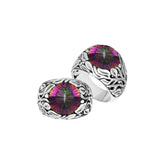 Sterling Silver Balinese Mystic Quartz Ring With Artistic Leaf Pattern Design